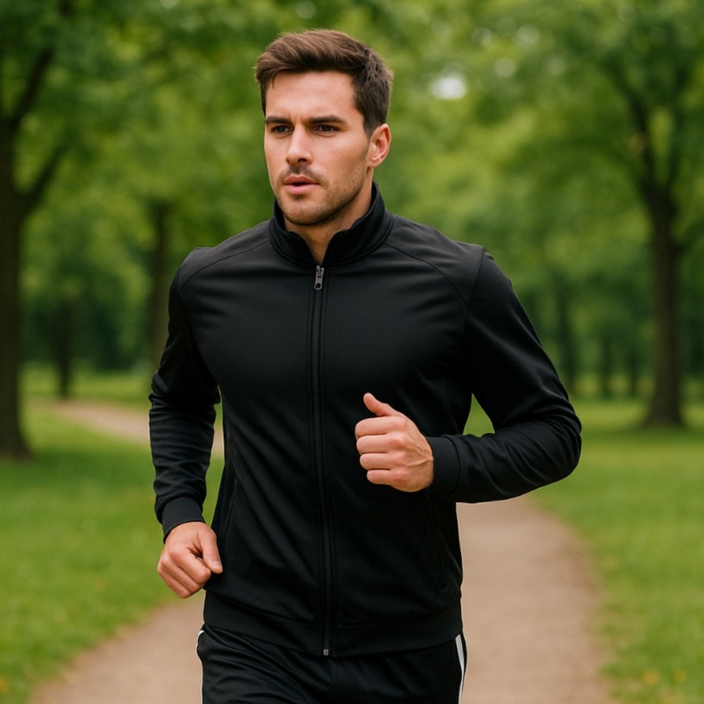 Men’s Track Jacket & Jogger Set – Gray and Dark Gray | Size L